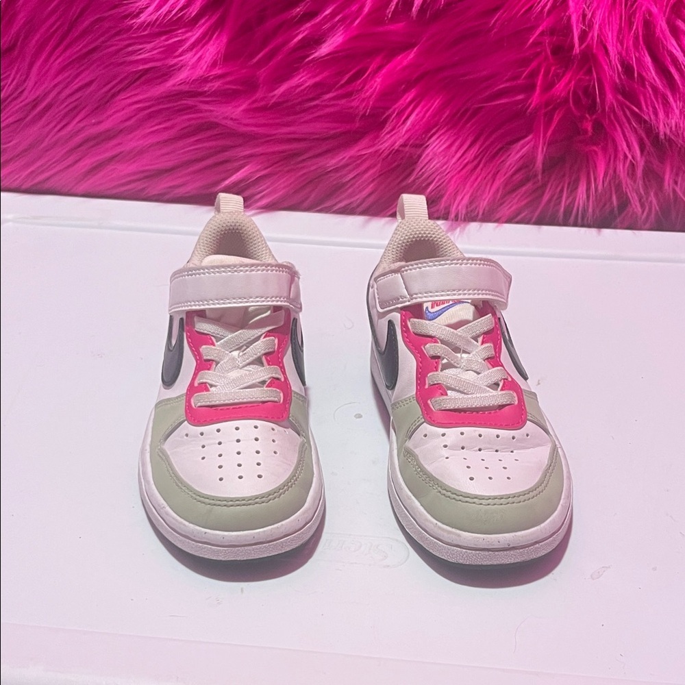 Nike Kids Sneakers in Pink, White, and Green